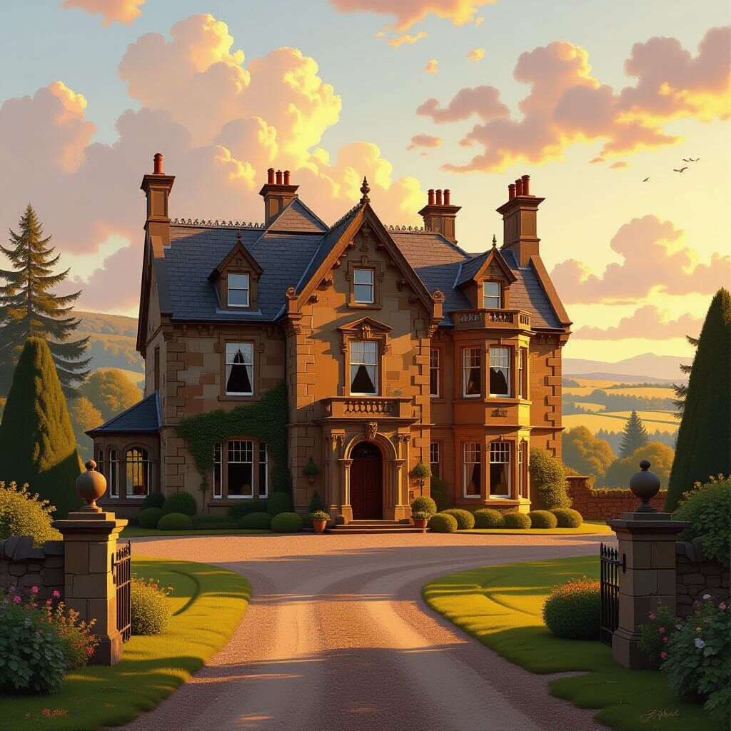 Rustic Manor in Fife, in the Style of Old Masters
