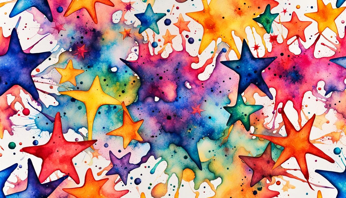 Vivid Watercolor Stars Merging in Electromagnetic Energy