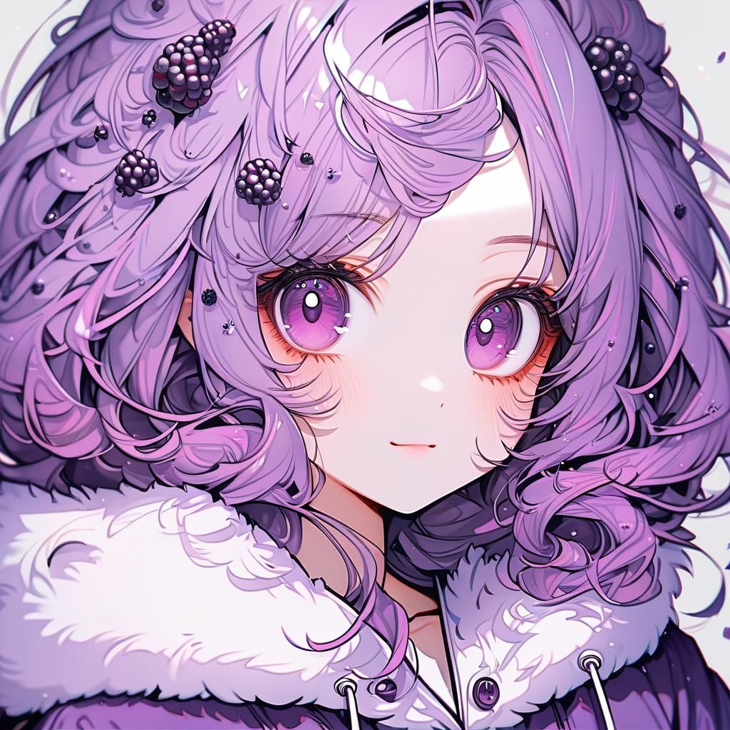 Anime Girl Portrait with Blackberry Hair