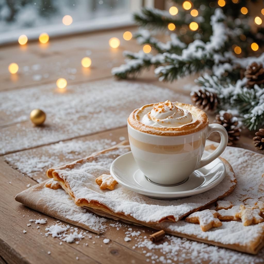 Latte and Pastry on Christmas Morning