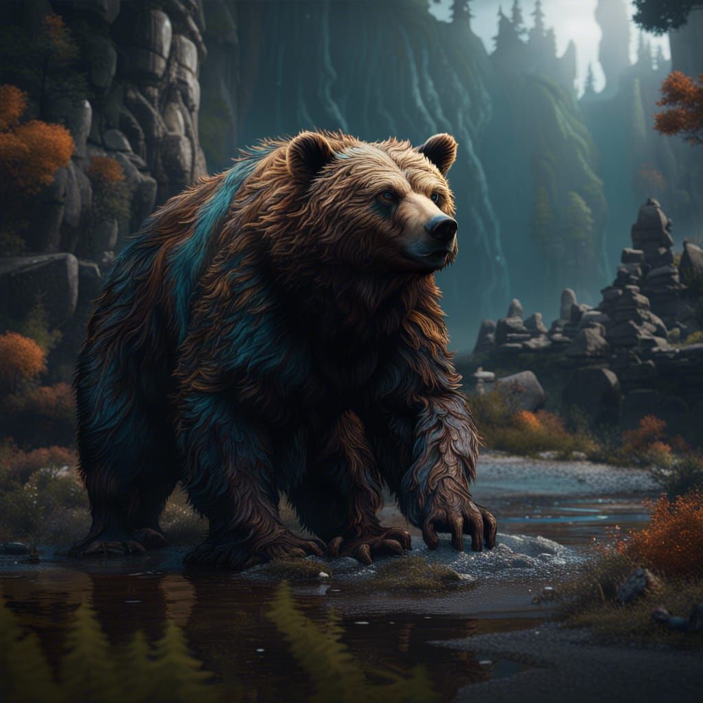 Detailed Matte Painting of a Bear