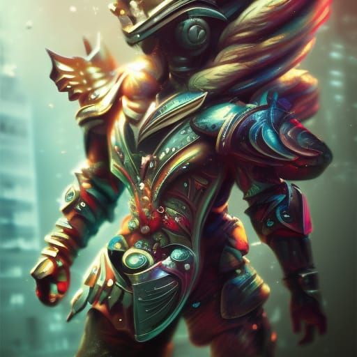 Art Deco Armor in Hyperrealistic Graffiti Style