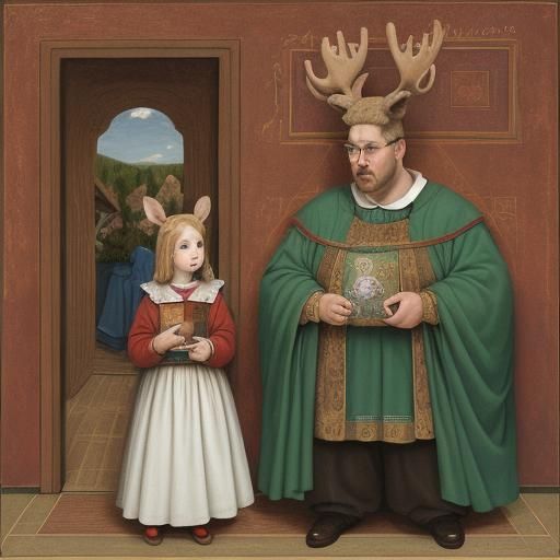 Moose and Rabbit: A Renaissance-Meets-Abstract Moment