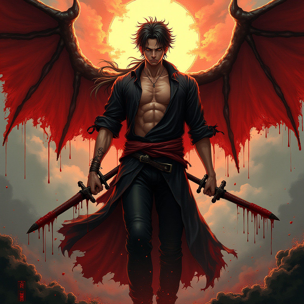 Demonic Swordsman in Gothic Style