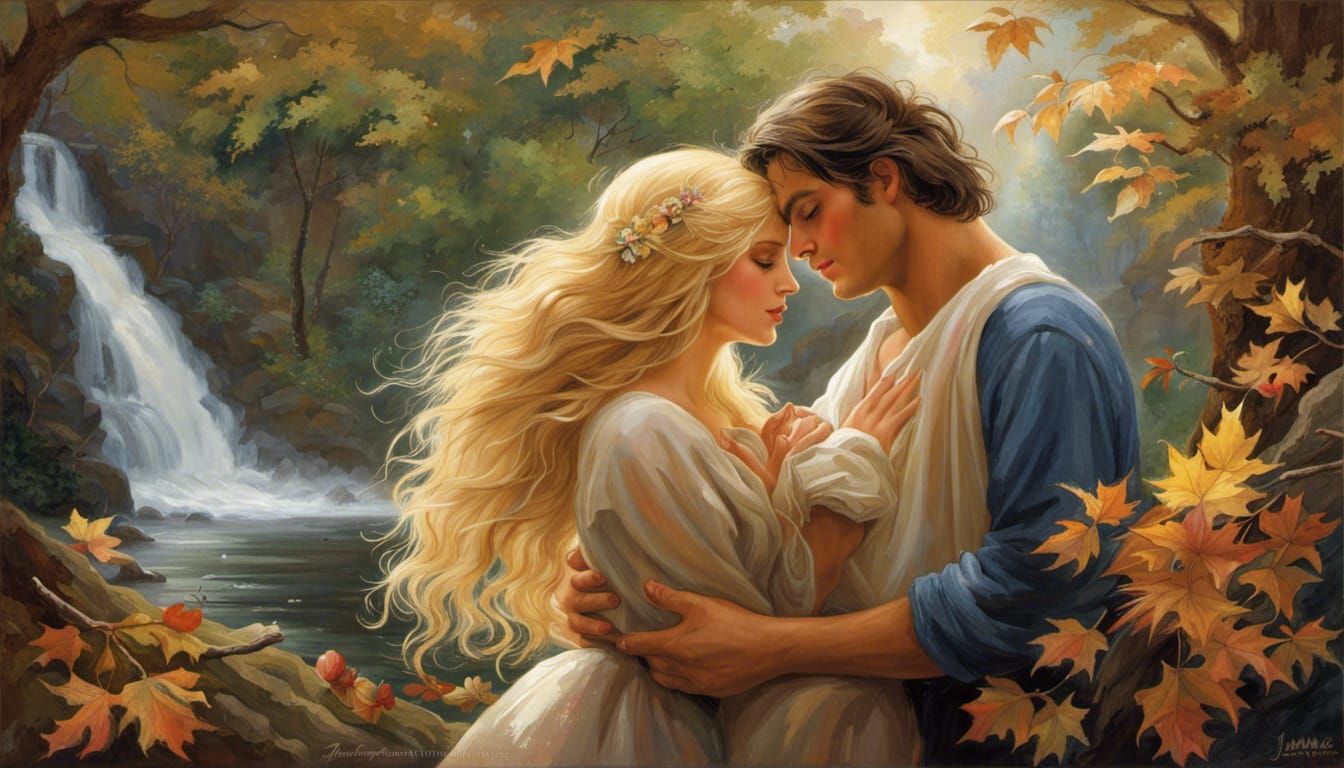 "Romantic young couple embracing in the forest -2421