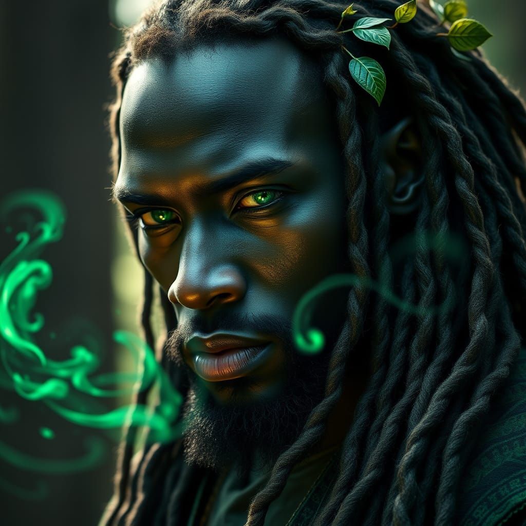 Majestic Druid in Ethereal, Emerald Light