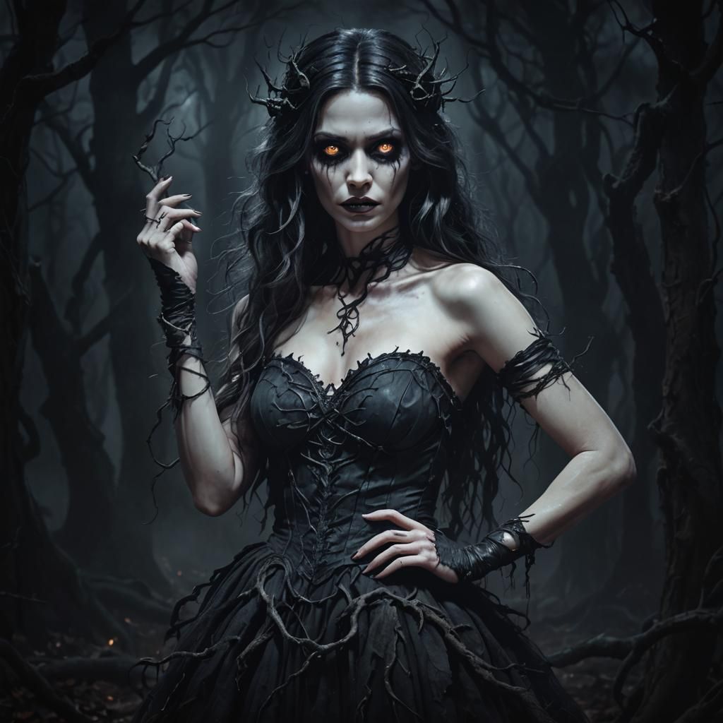 Haunted Forest: Gothic Midnight Scene in Digital Art