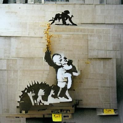 Capitalism Devouring Children: Banksy-esque Stencil Art