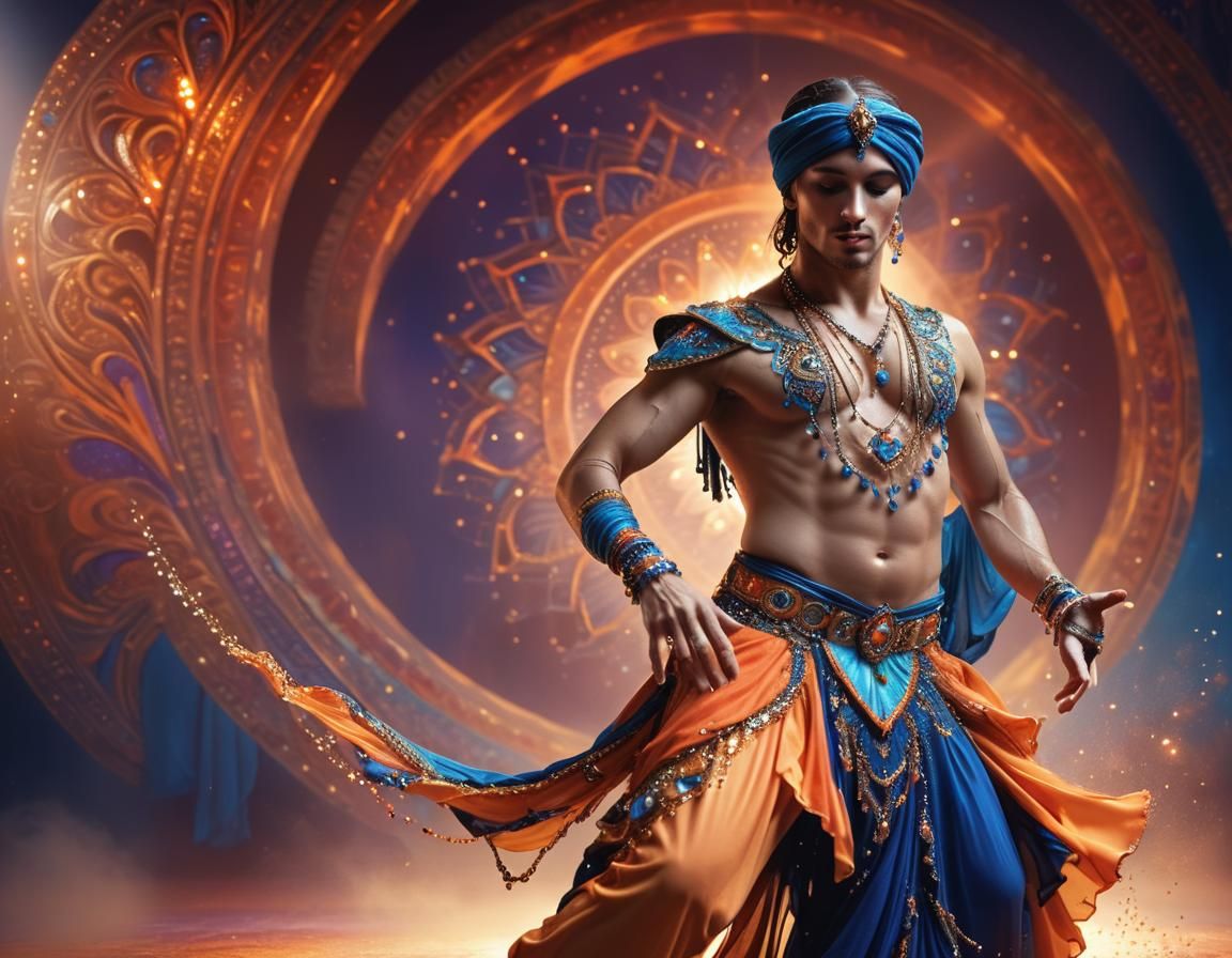 Male Belly Dancer in Vibrant Digital Painting
