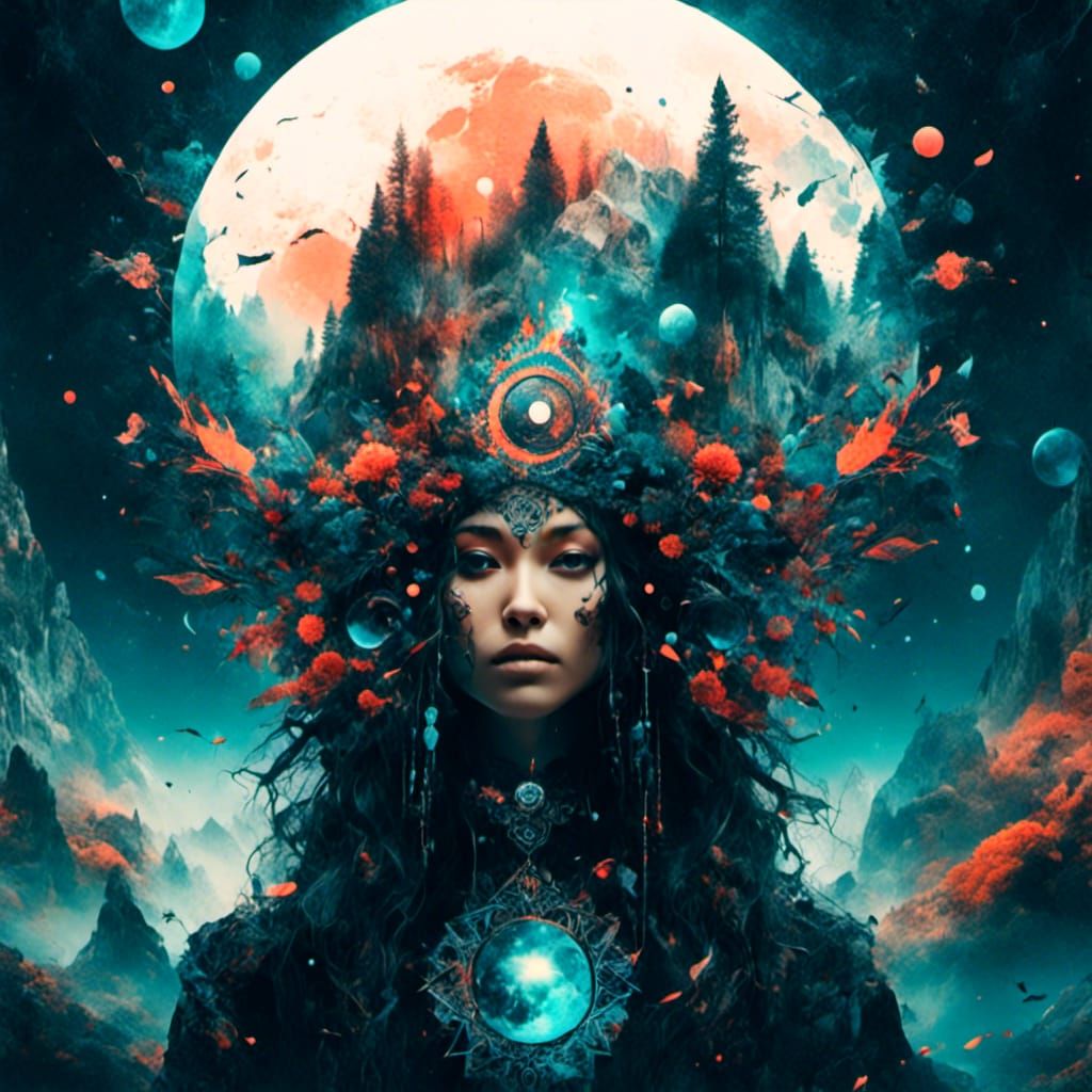 Yin and Yang in Cosmic Psychedelic Style