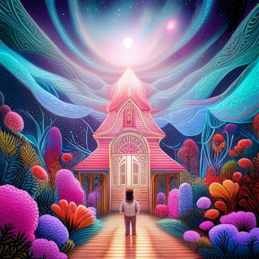 Cosmic Dream House by Pablo Amaringo, 8k