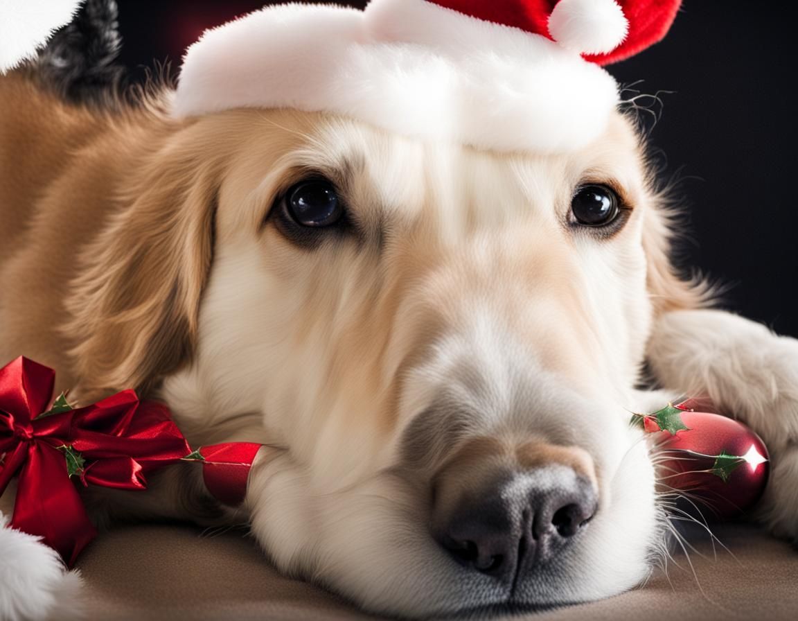 Festive Christmas Dog Portrait