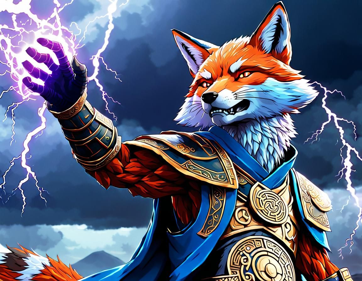 Fox as Mongolian Warlord in Anime Style