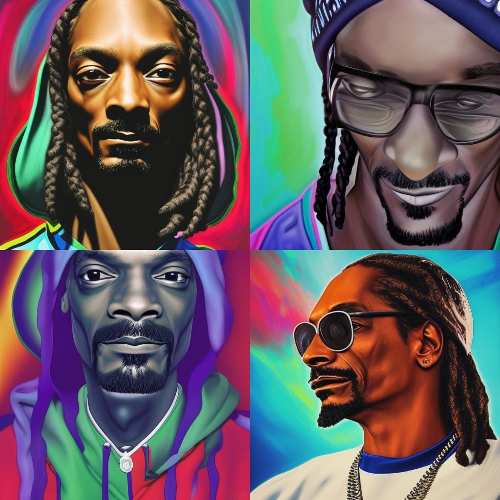 Hyperrealistic Portrait of Snoop Dogg in Splash Art Style