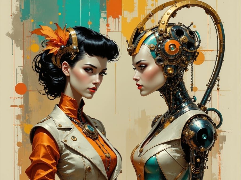 Miss Myrna and Robot Meet Dr. Hoovercraft in Comic Style