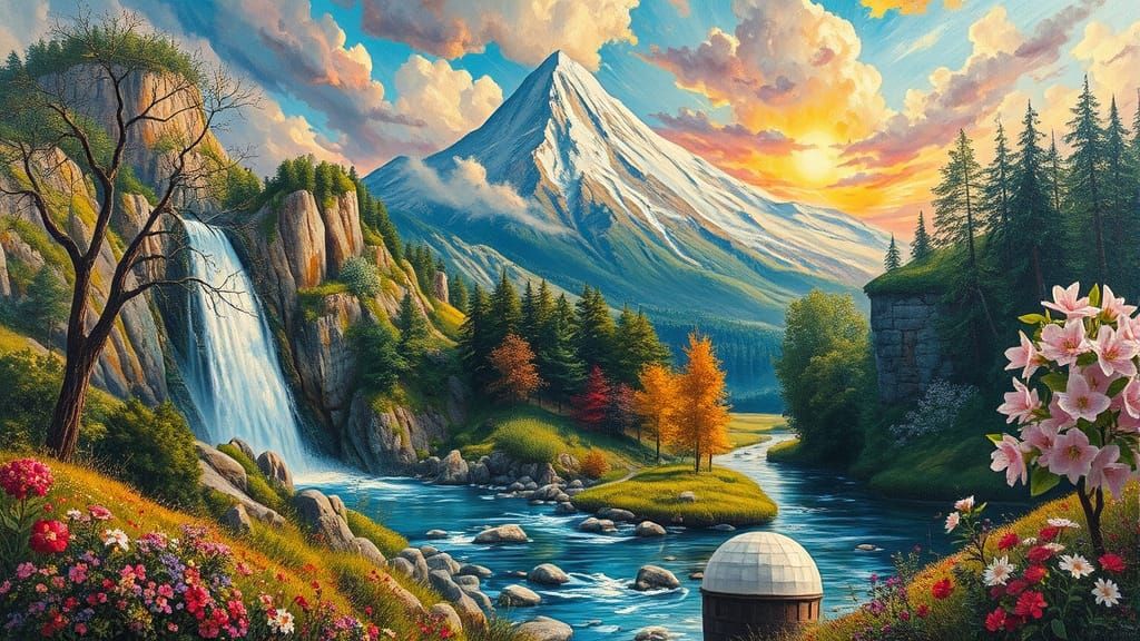 Vibrant Summer Landscape in Surrealist Style