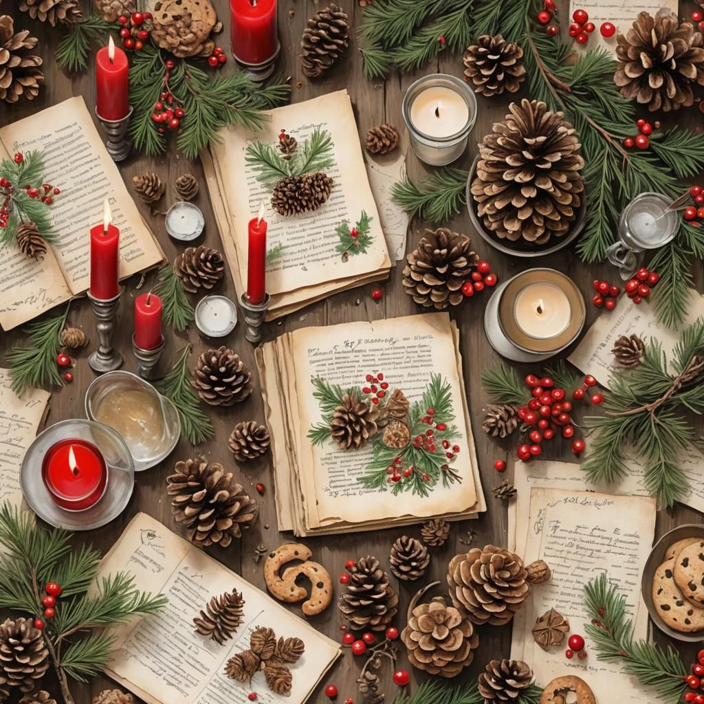 Rustic Christmas Kitchen Still Life as Impasto Painting