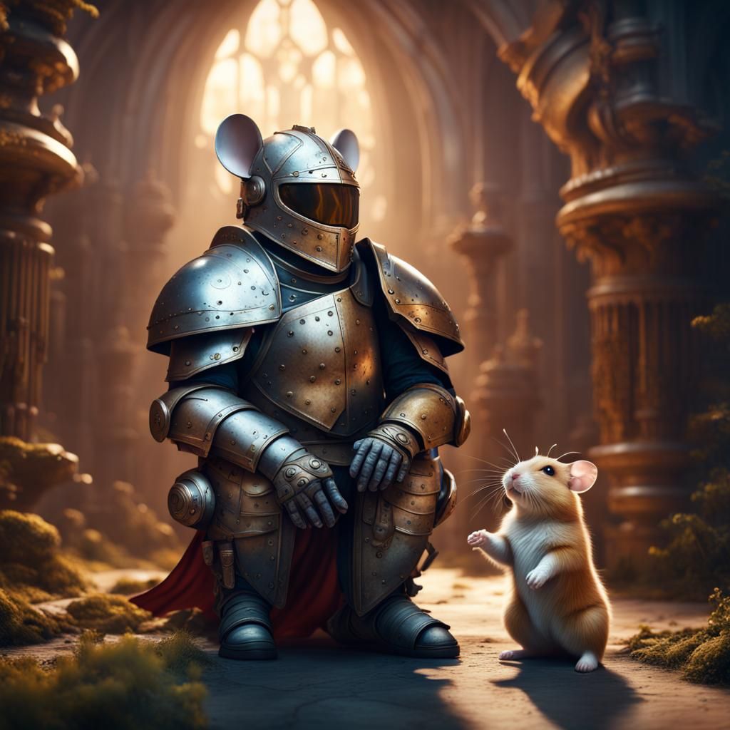 Knight and Miniature Giant Space Hamster Art