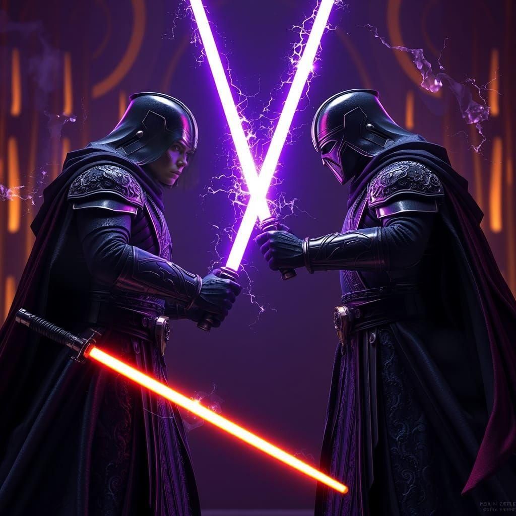 Jedi Lightsaber Duel: A Dark Fantasy Concept Art