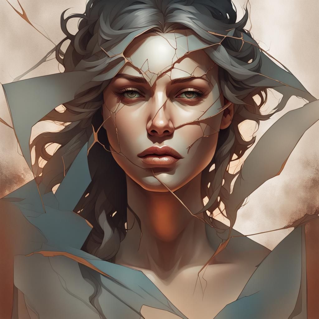 Cracked Skin Portrait Revealing Inner Turmoil