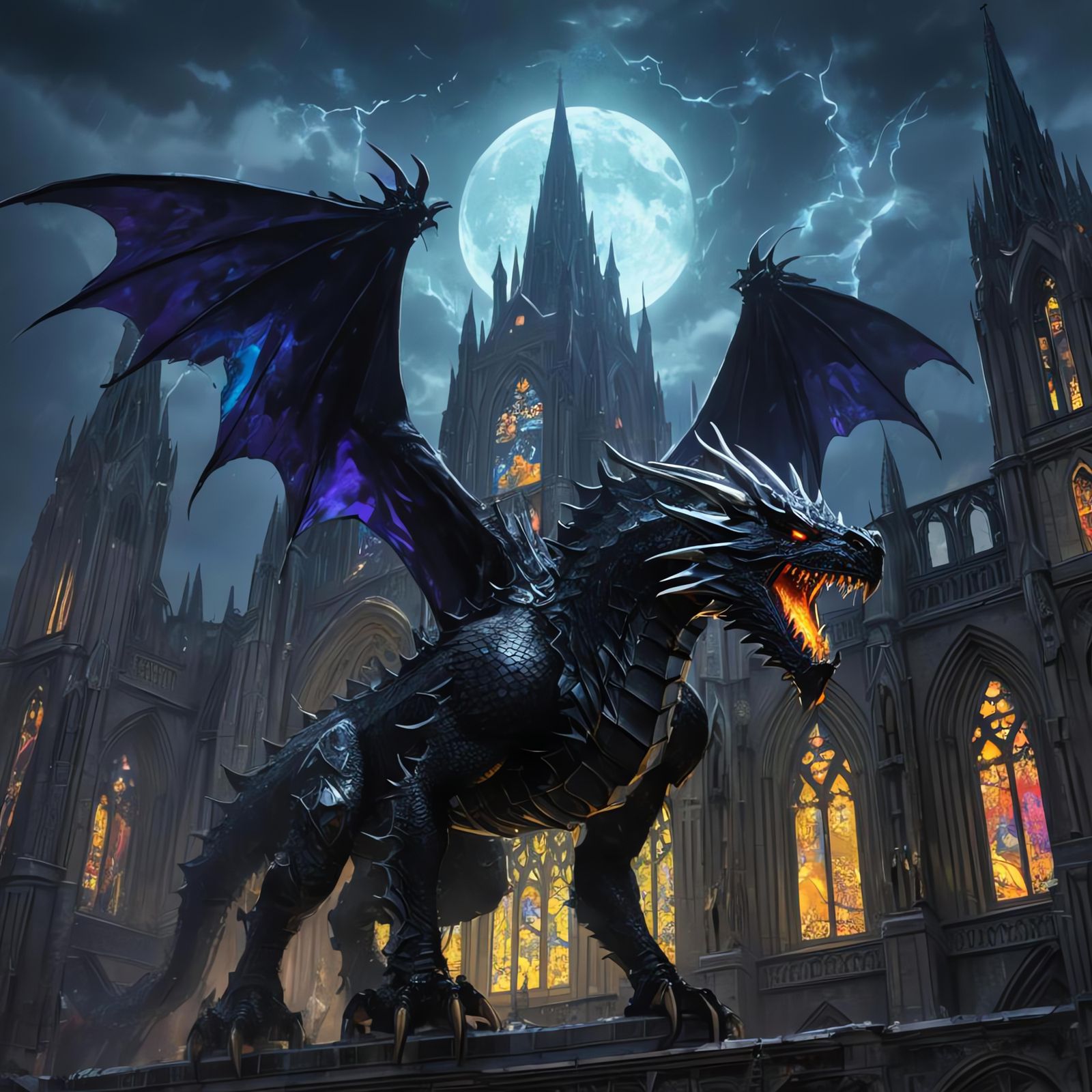 Gothic Dragon Rider in Stormy Landscape