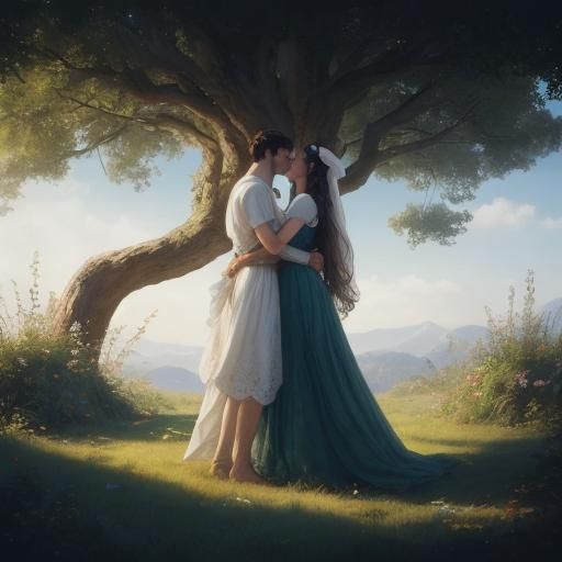 Super Mario and Lady Timpani Kiss, Hyperrealistic Portrait