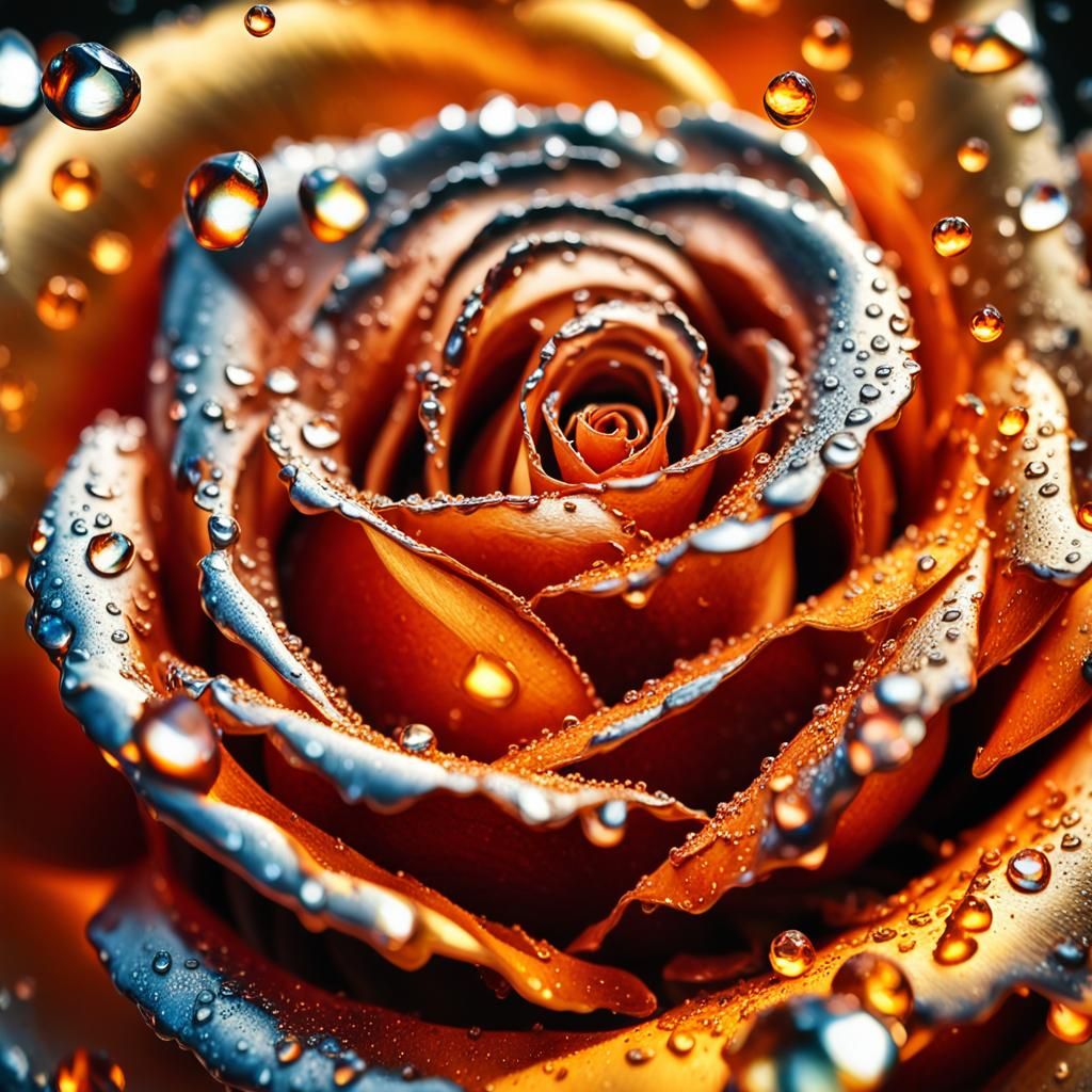 Flaming Silver Rose Macro Photography