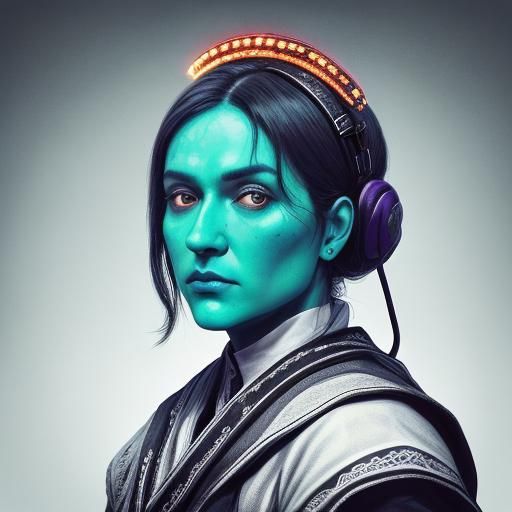 Digital Portrait of Senior Citizen Using Tablet