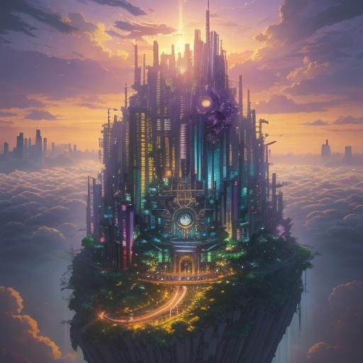 Superhero Anime Cityscape at Sunset in 8k