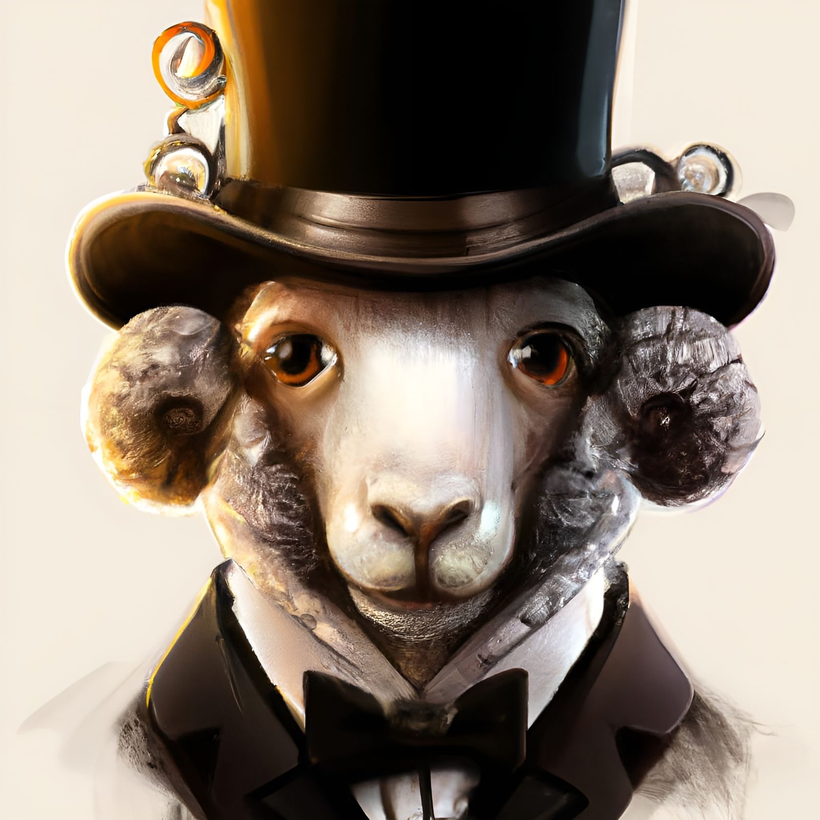 Sheep in an Old Fashioned Top Hat and Tuxedo