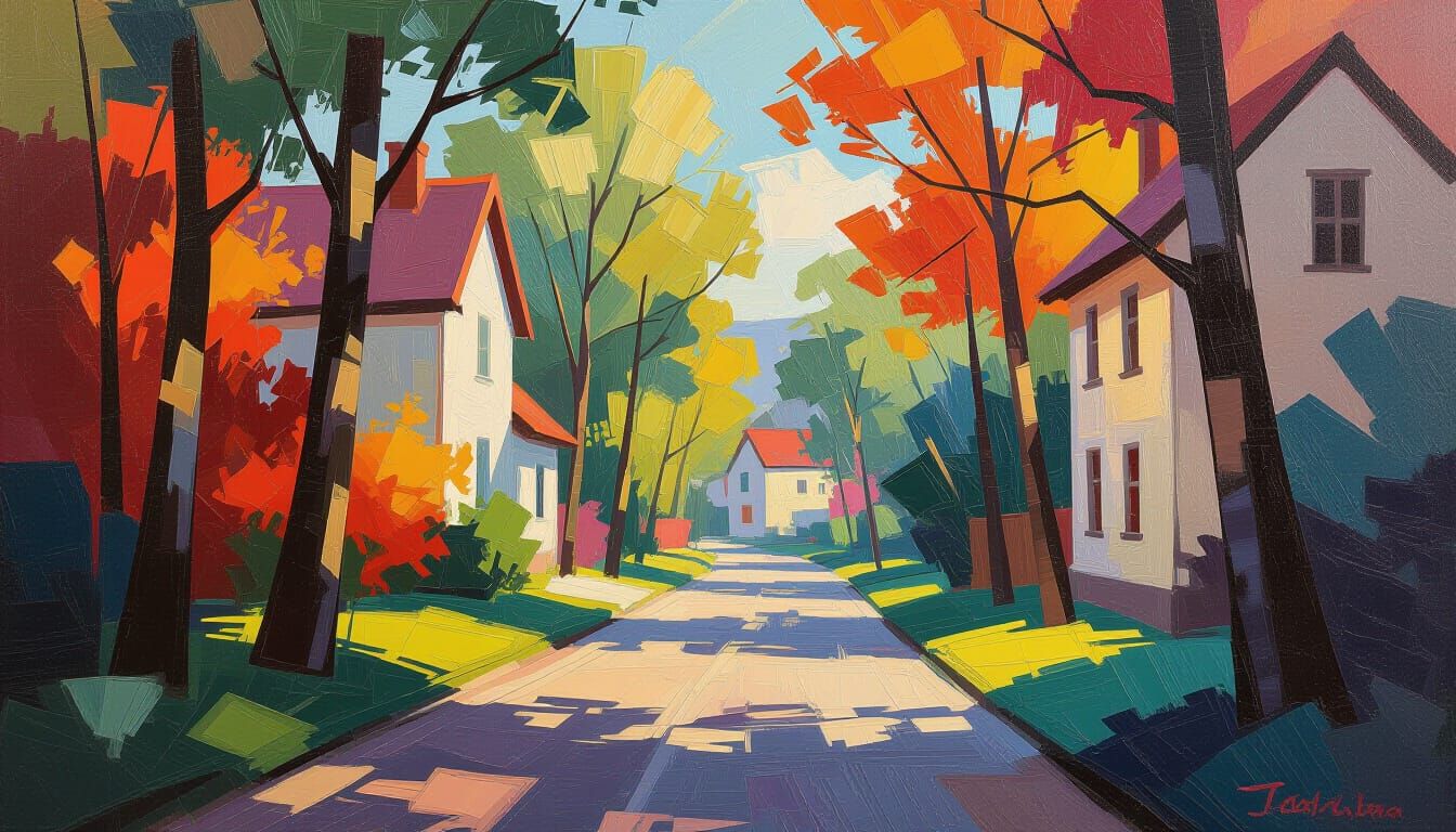 Vibrant Abstract Oil Painting with Textured Impasto Techniqu...