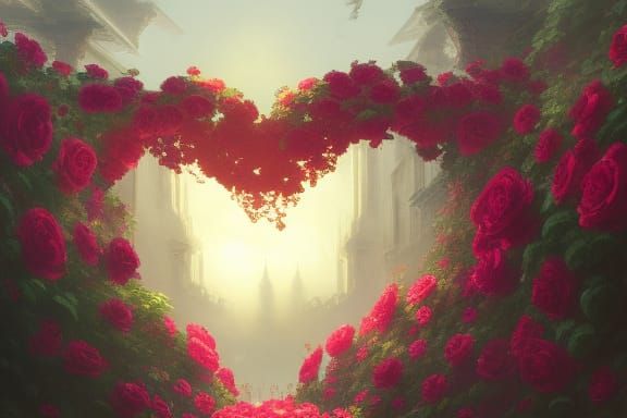 Rose Heart Fantasy Concept Art in Vivid Color