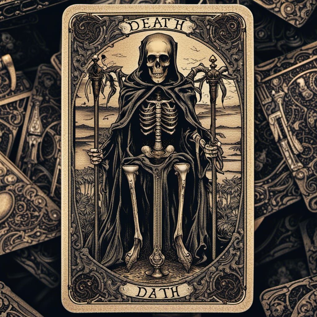Intricate Death Tarot Card: Hyperrealistic and Cinematic