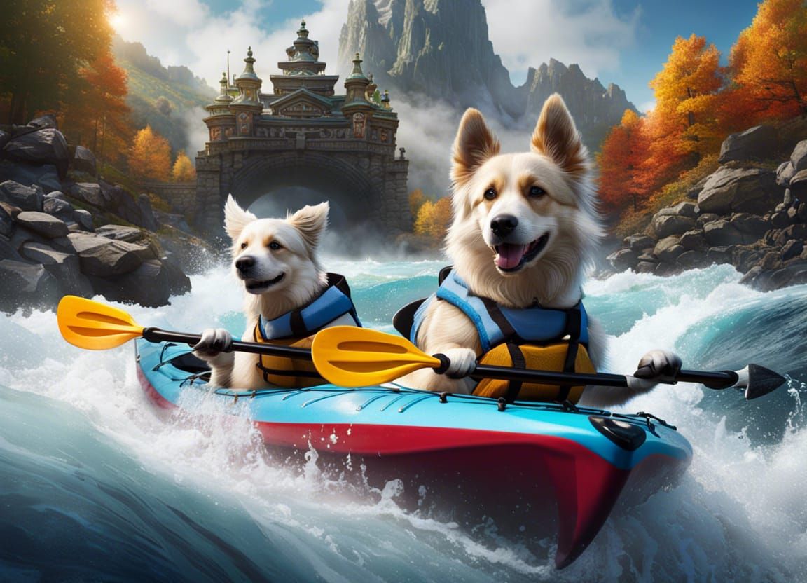 White Water Kayaking Dogs