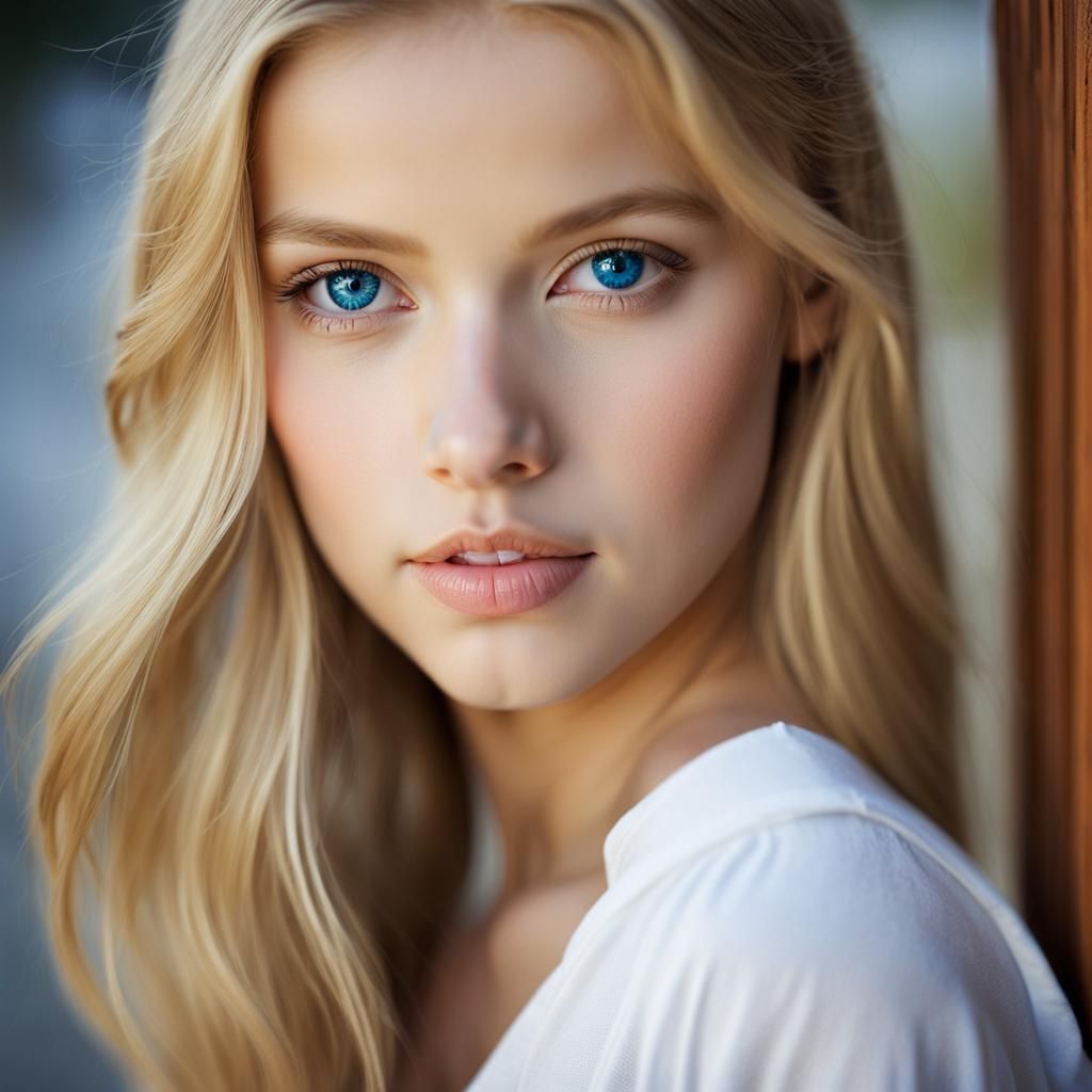 Portrait of a Beautiful Young Blonde Girl