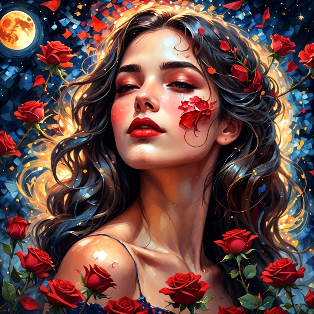 Luminous Red Rose: Digital Matte Painting