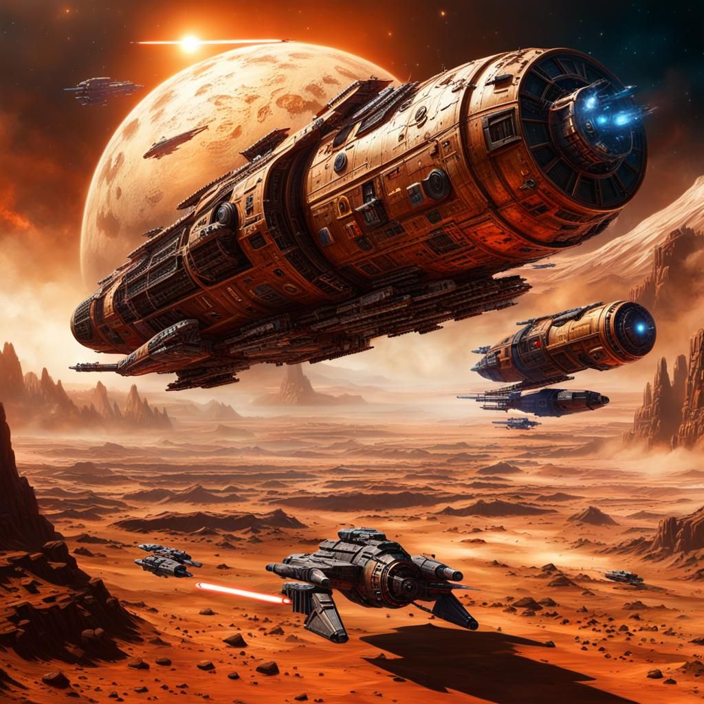 Steampunk Space War Over Mars: Epic Battle