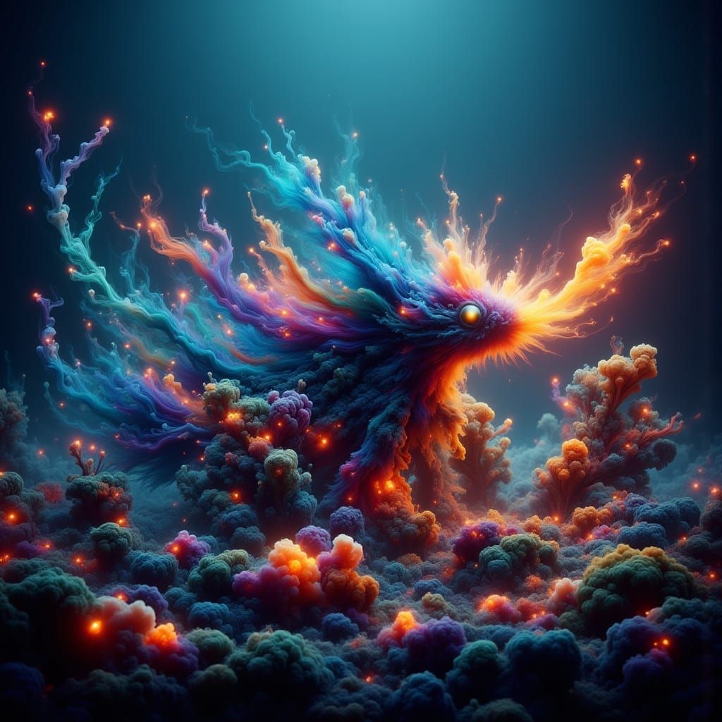 <lora:Colored Smoke Flux:1.0> Axolotl