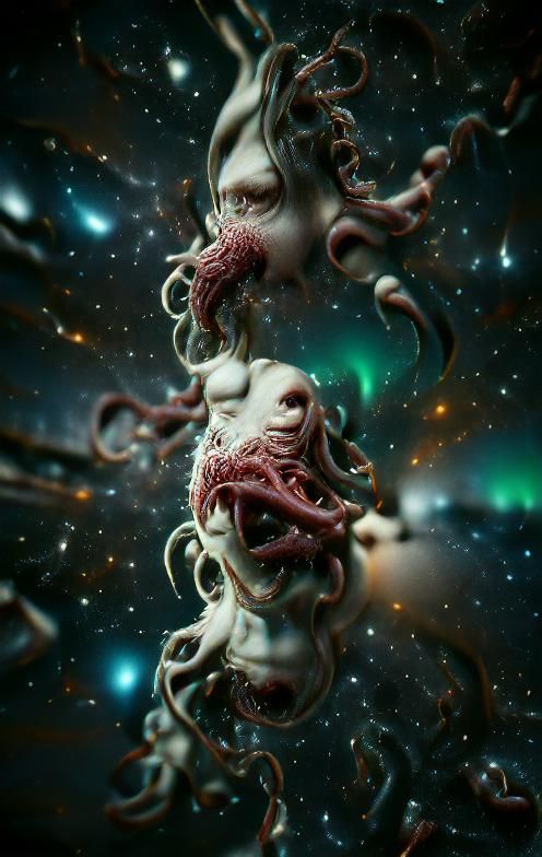 Lovecraftian Horror in Space: Hyperrealistic VRay Art