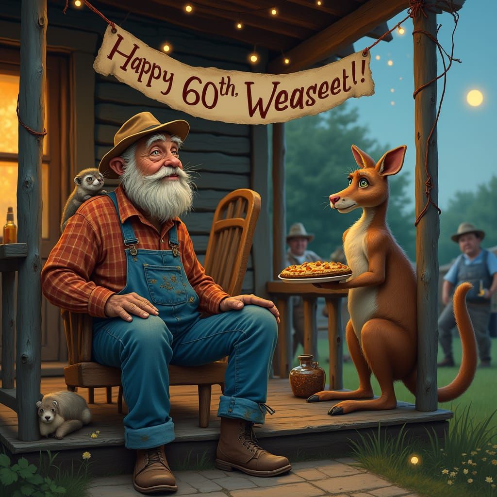 Rustic Farmhouse Scene: Cat Weasel's 60th Birthday