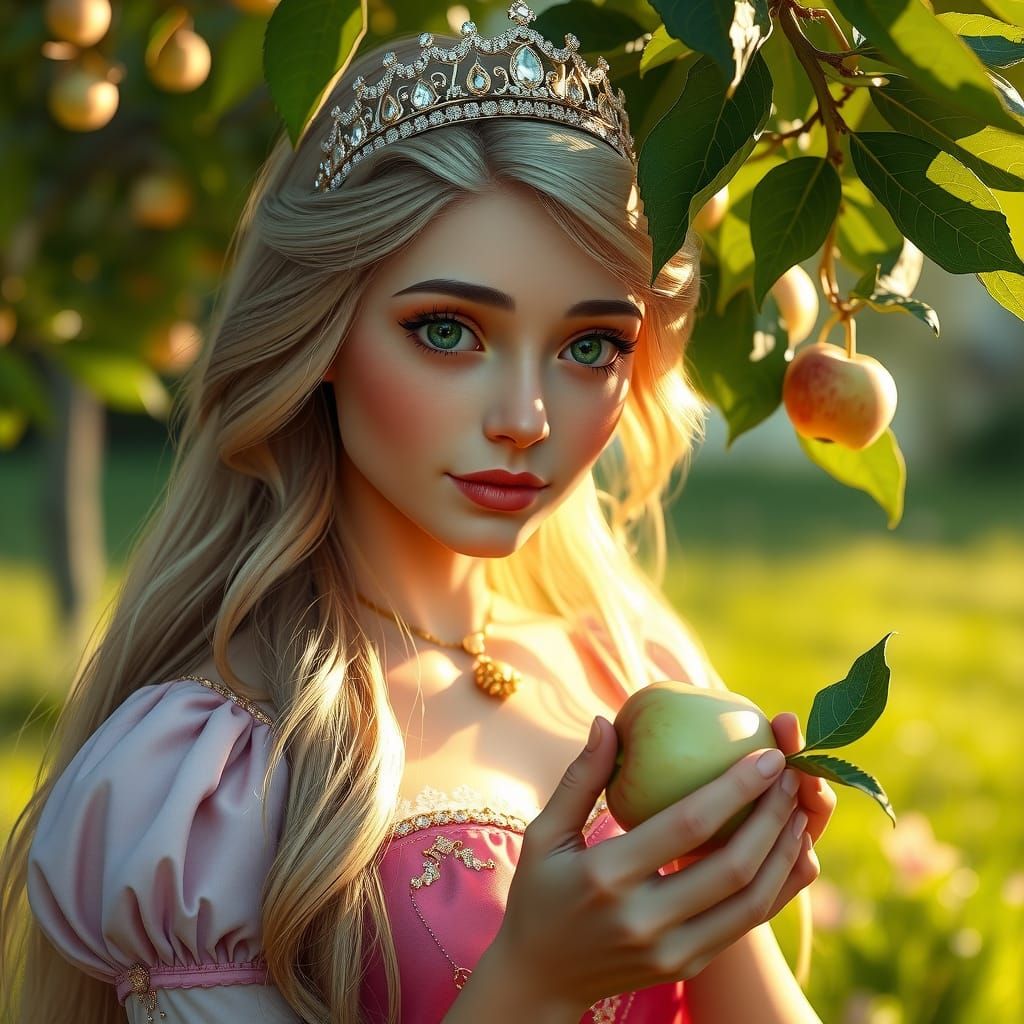 Rapunzel in Orchard, Art Nouveau Portrait