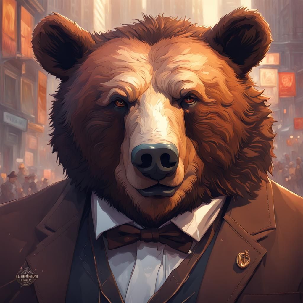 Bear Mob Boss Portrait in Artgerm Style