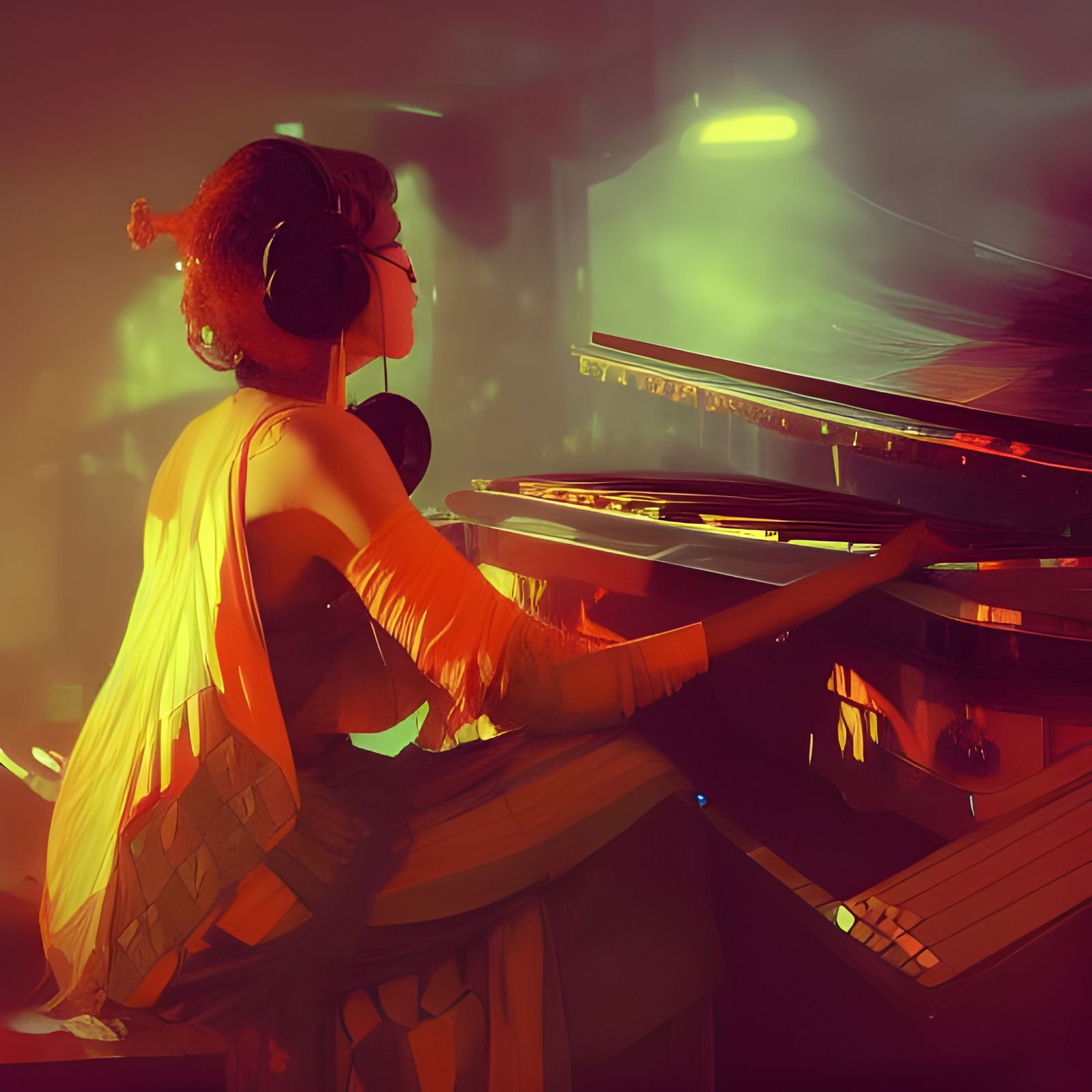 Jazz Drummer in Art Nouveau Style