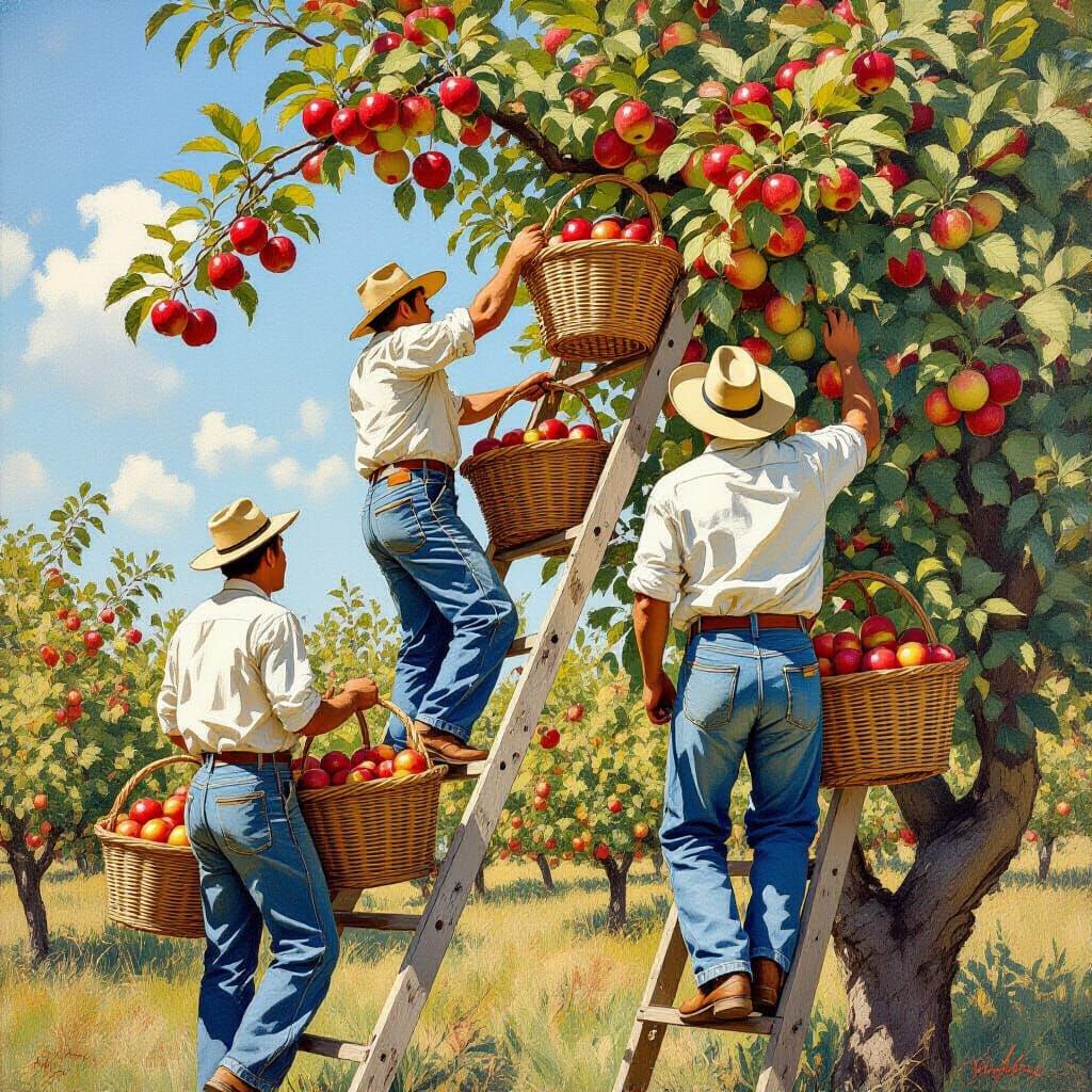 Apple Orchard Harvest in Rustic Realism Style