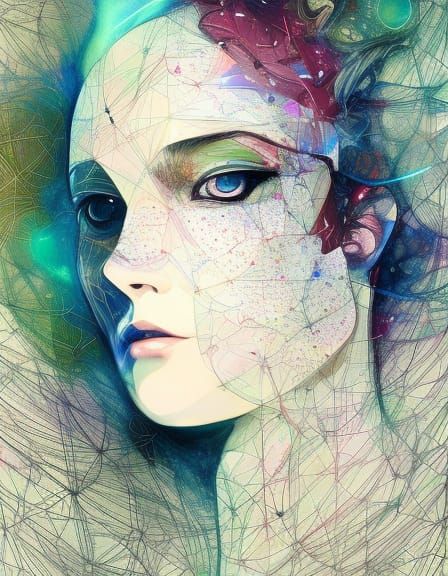 Intricate Portrait with Shiny Aura in Digital Painting Style