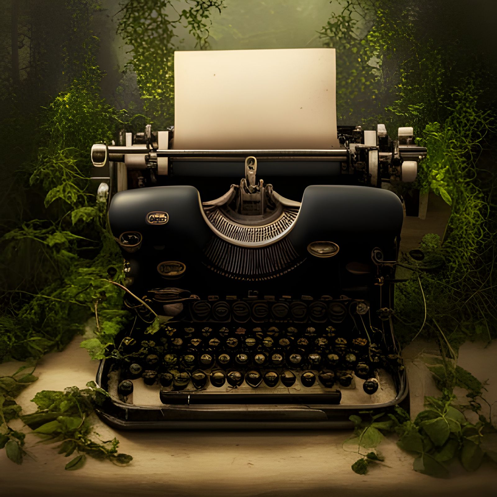 Ivy-Covered Typewriter: Detailed Matte Painting