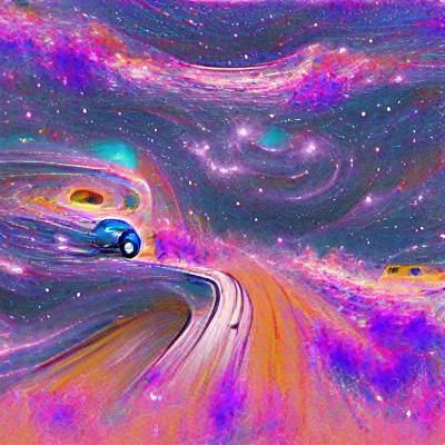 Abstract Space Drive at Night: An AI Vision