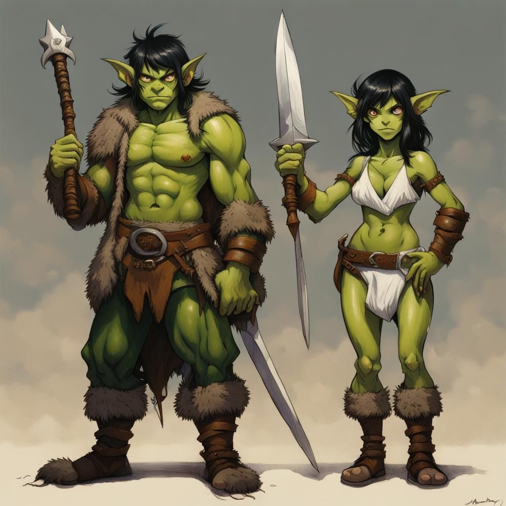 Cute Goblin Barbarians in Oil Painting Style