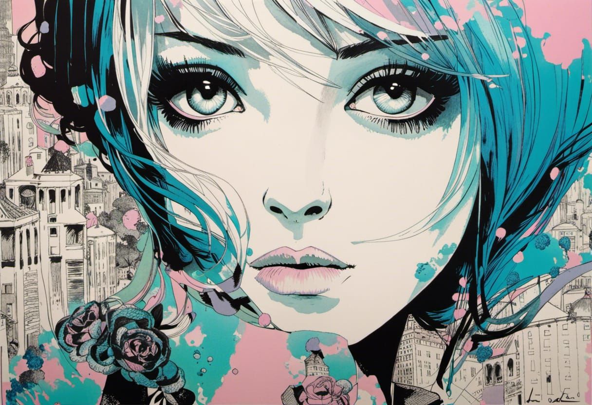 Elegant Female Portrait in Pen and Ink