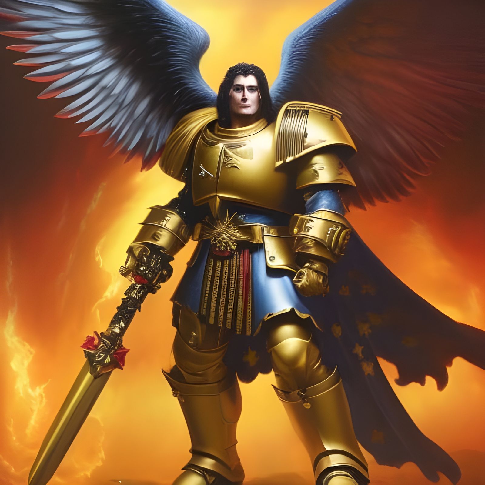 Golden Armored Primarch: Hyperrealistic Warhammer 40k Concep...